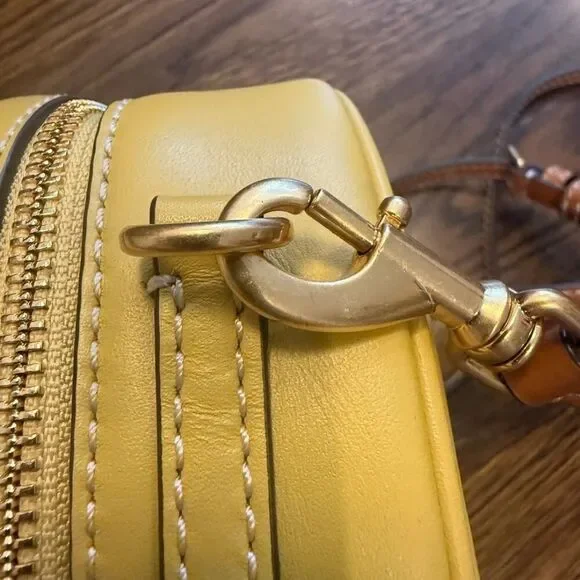 Tory Burch T Monogram Perforated Leather Circle Moon Bag, Golden Sunset, VGUC - Picture 9 of 12